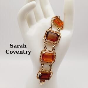 Vintage Sarah Coventry Light Dark Topaz Link Bracelet 1970s